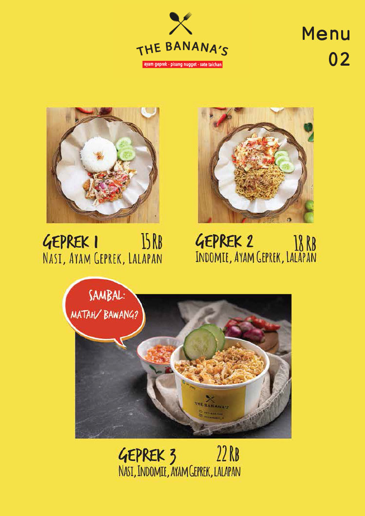 Kemitraan / Peluang Bisnis Pisang Nugget, Ayam Geprek, Sate Taichan The Banana's
