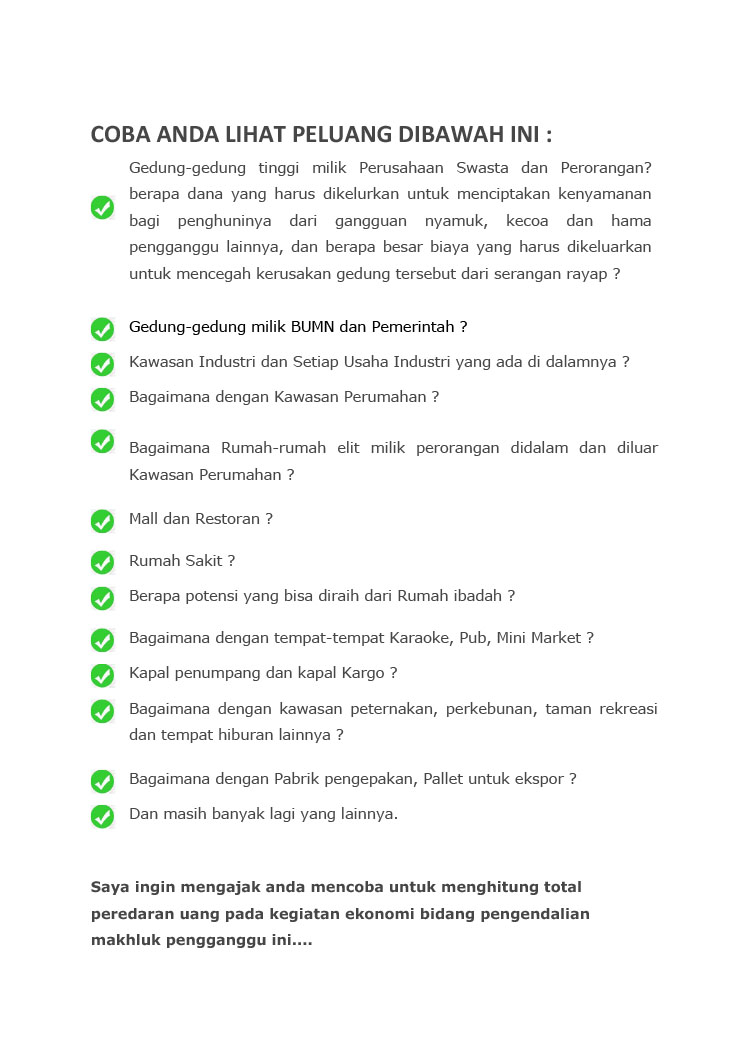 Kemitraan / Peluang Bisnis Jasa Pengendali Hama Pest Control VectoGreen Kemitraan / Peluang Bisnis Jasa Pengendali Hama Pest Control VectoGreen